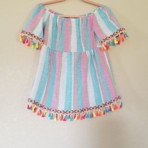 FSL + Apparel Striped Tassel Top